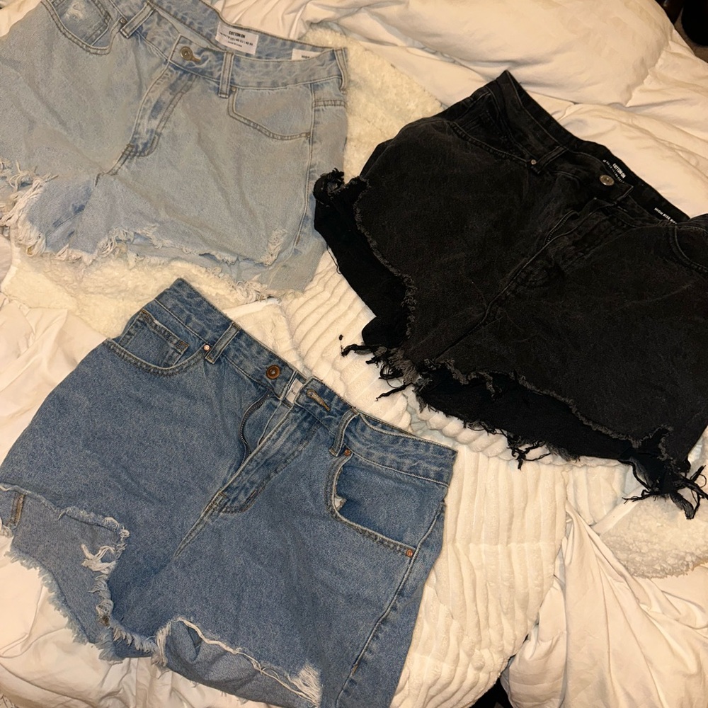 Cotton On High Rise Ripped Jean Shorts Bundle